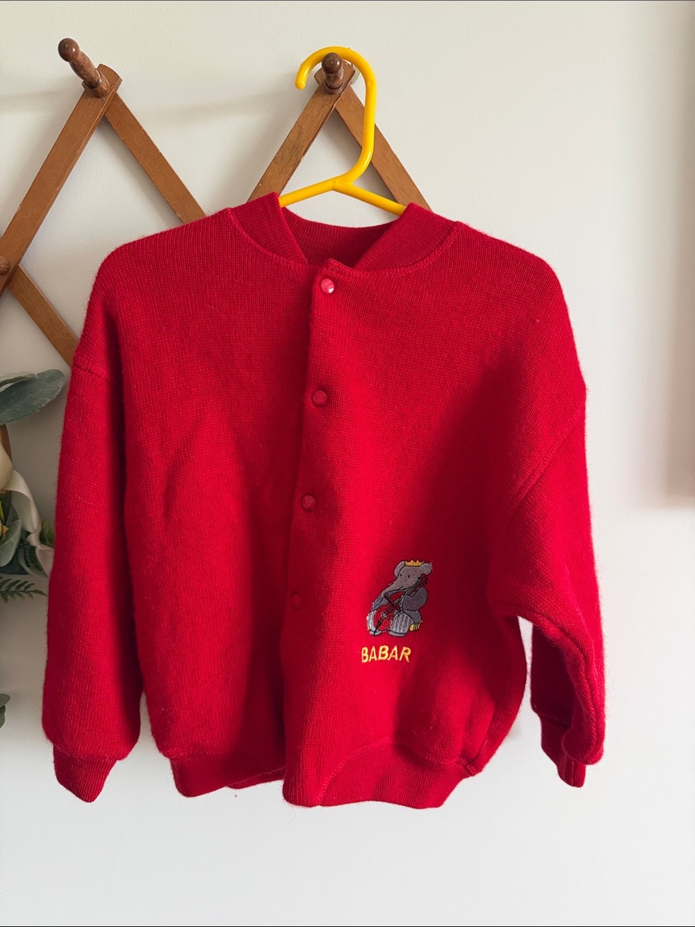Babar Red Button-Up Sweater Jacket